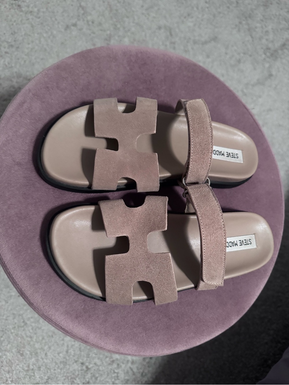 Steve Madden Mauve Suede Double-Strap Slide Sandals